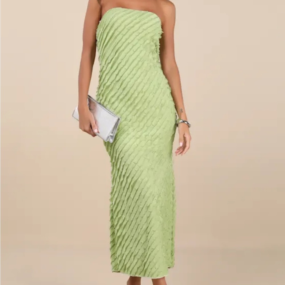 Lulus Elegant Green Strapless Dress